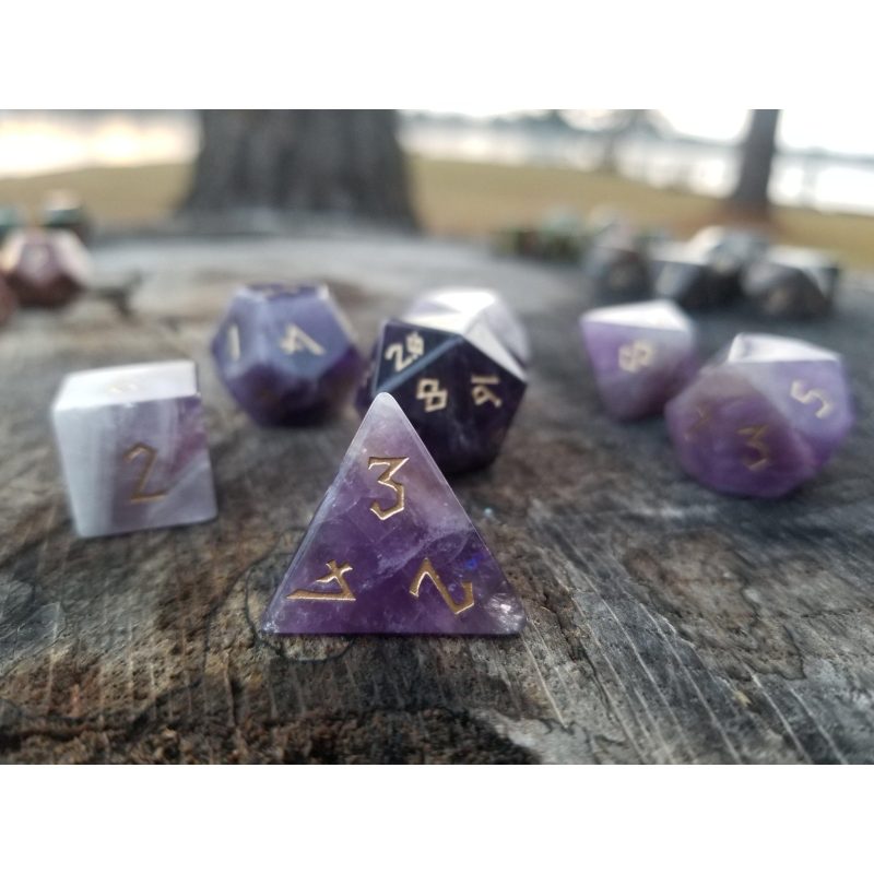 amethyst stone dice set 7