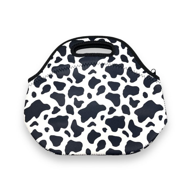 black and white cow print lunch bag totedrink handlers 495088