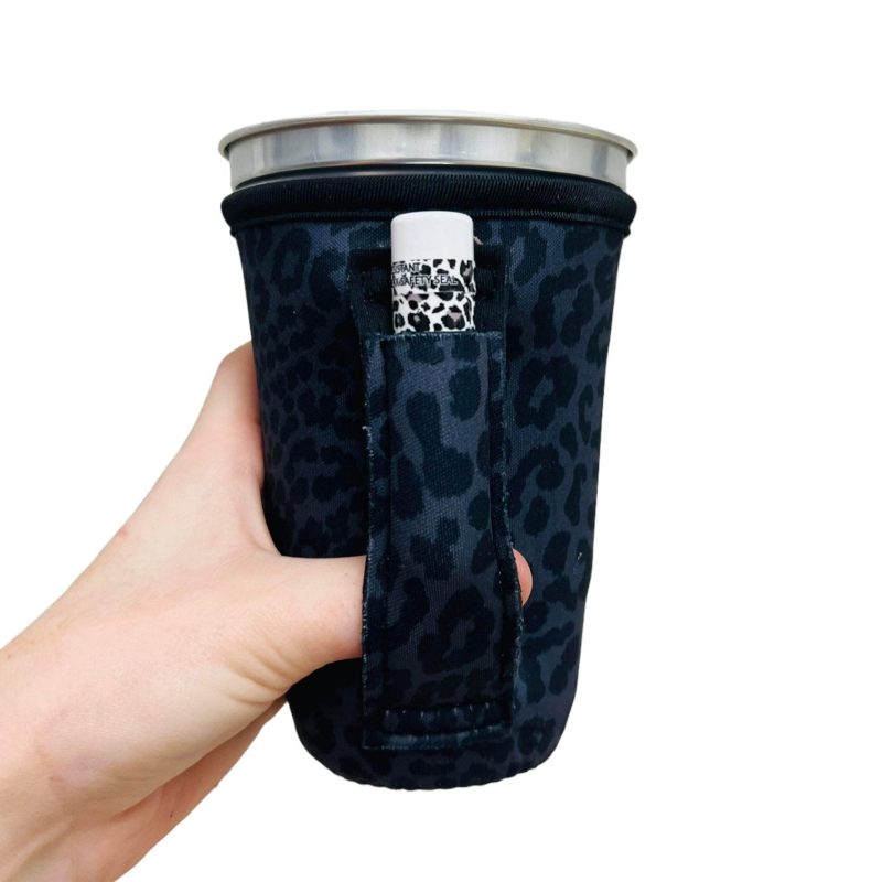 black leopard 16oz pint glass medium fountain drinks and hot coffee handlersdrink handlers 802984