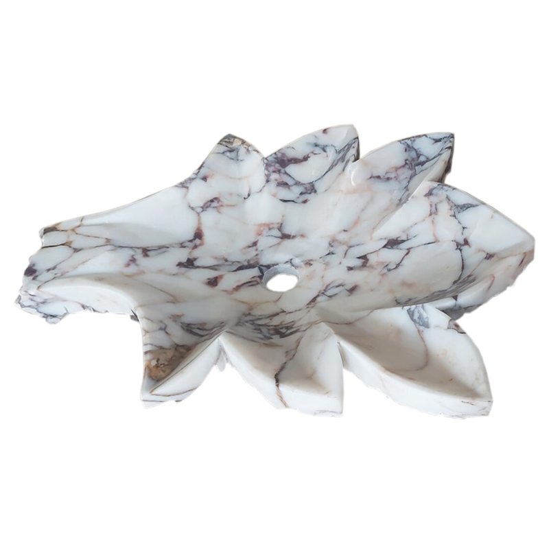 calacatta viola marble leaf design vanity sink W20 L24 H5 matte angle view