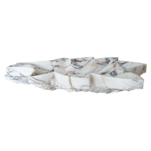 calacatta viola marble leaf design vanity sink W20 L24 H5 matte side view