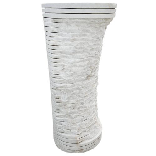 carrara marble designer pedestal W16xL16xH36 combed rough finish outiside side view