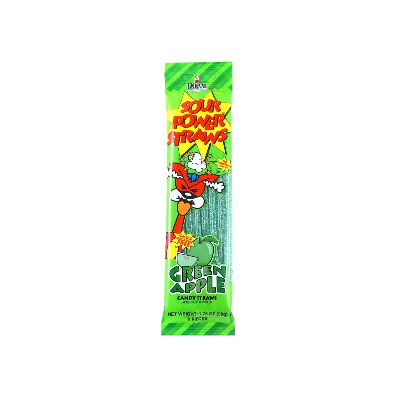 dorval sour power straws green apple