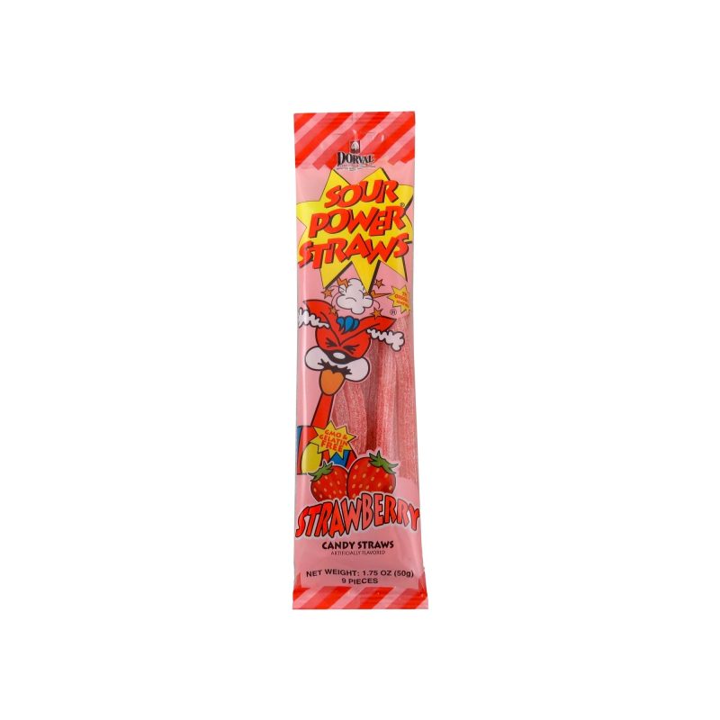 dorval sour power straws strawberry