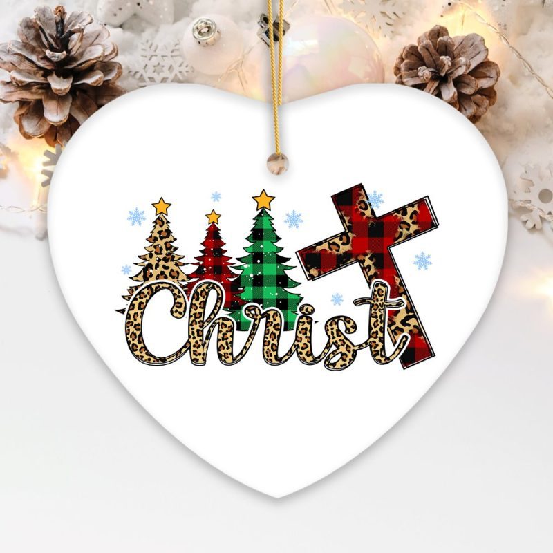 forproductReligiousThemePlaidCeramicHeartChristmasOrnamentBundle JesusandChristianNativitymockup9