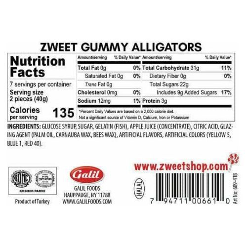 gummy alligators zweet 10 oz 165716