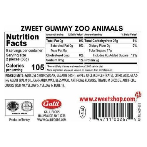 gummy zoo animals zweet 10 oz 985507