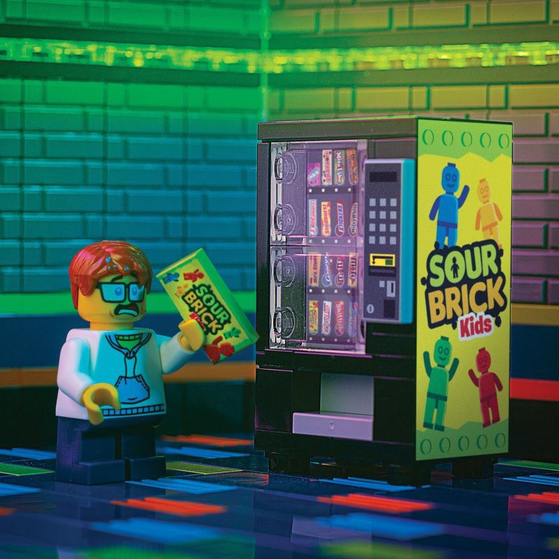 lego sour brick kids vending machine