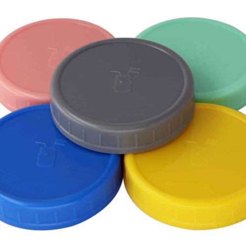 mason jar lifestyle 5 colors plastic storage lids platinum silicone liners wide mouth