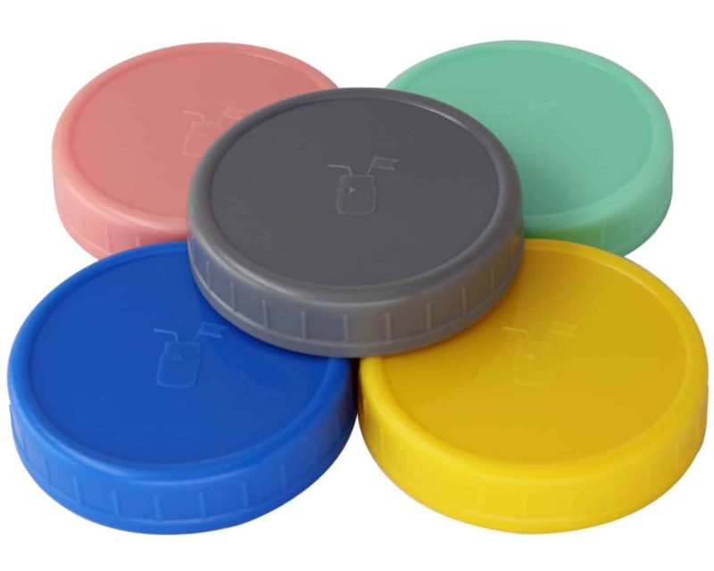 mason jar lifestyle 5 colors plastic storage lids platinum silicone liners wide mouth