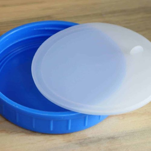 mason jar lifestyle bright blue plastic storage lid platinum silicone liner out