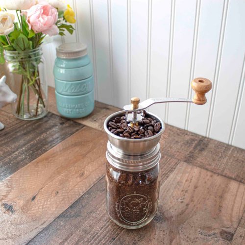 mason jar lifestyle engraved regular mouth manual adjustable ceramic burr coffee spice grinder 16oz pint staged bc9b347e ed3a 4902 9f9b ae02142a83ed