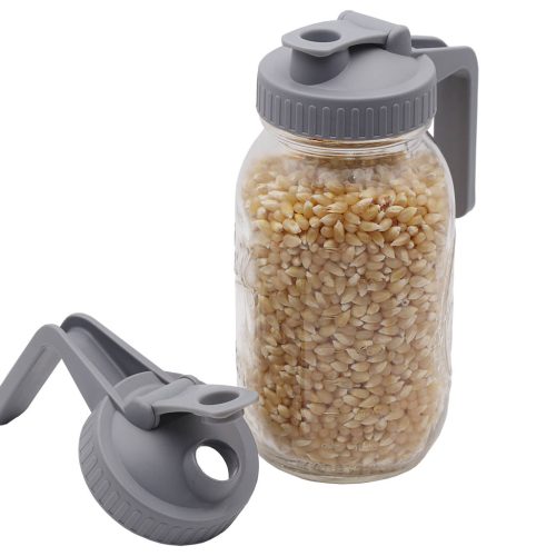 mason jar lifestyle pour store carry handle pitcher lid gray regular mouth jars grain dispenser