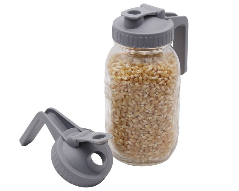 mason jar lifestyle pour store carry handle pitcher lid gray regular mouth jars grain dispenser