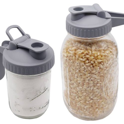 mason jar lifestyle pour store carry handle pitcher lid gray regular wide mouth jars grain sugar dispenser