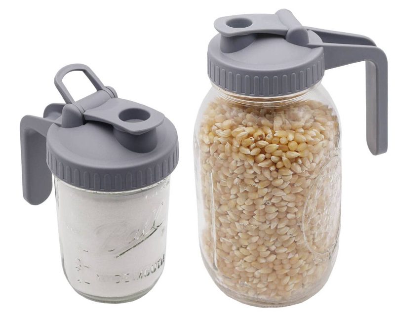 mason jar lifestyle pour store carry handle pitcher lid gray regular wide mouth jars grain sugar dispenser