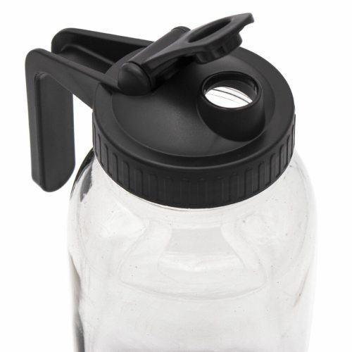 mason jar lifestyle pour store handle pitcher lid black regular mouth 32oz quart open