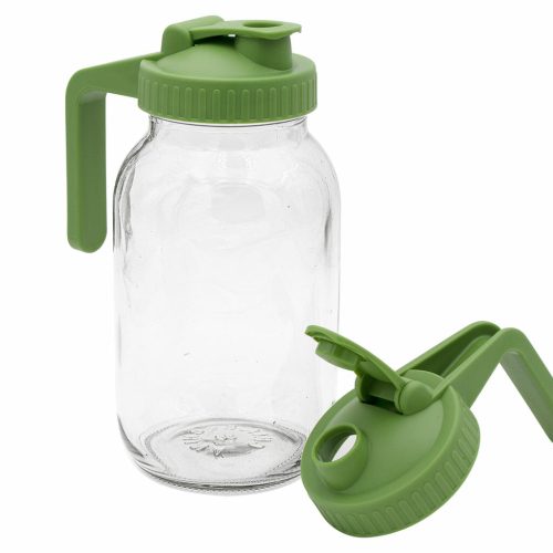 mason jar lifestyle pour store handle pitcher lid green regular mouth 32oz quart side