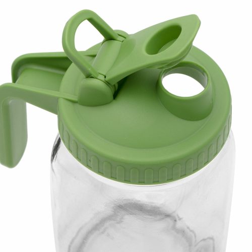 mason jar lifestyle pour store handle pitcher lid green wide mouth 32oz quart open