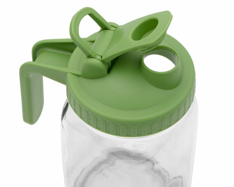 mason jar lifestyle pour store handle pitcher lid green wide mouth 32oz quart open