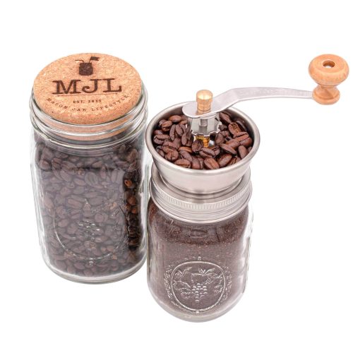 mason jar lifestyle regular mouth manual ceramic burr coffee grinder 16oz 32oz ball cork stopper engraved storage lid 2 76660774 76cf 40c2 8061 2a268c8ed8ad