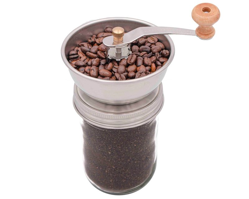 mason jar lifestyle wide mouth manual ceramic burr coffee grinder 16oz ball