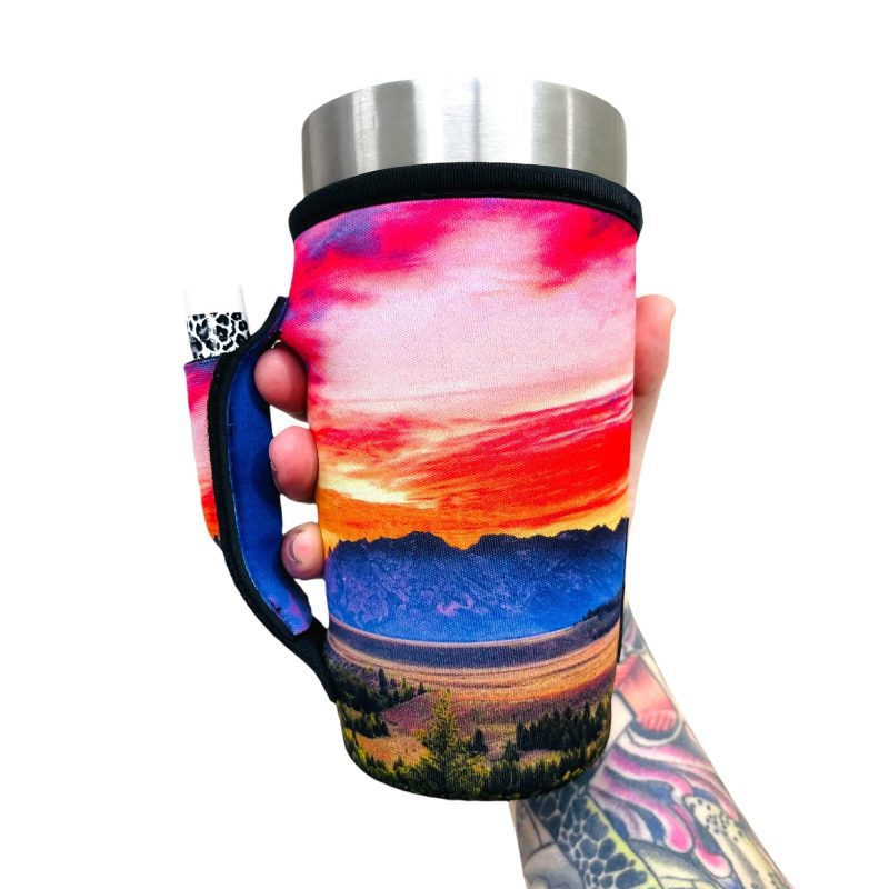 mountains 20oz large coffee tea tumbler handlerdrink handlers 356424