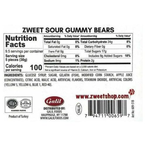 neon gummy sour bears zweet 10 oz 289850