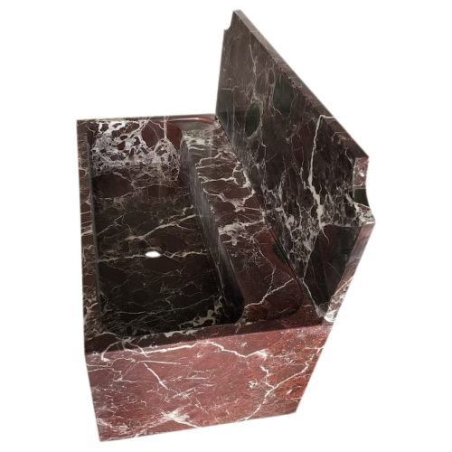 rosso levanto marble sink wall mount W16 L30 H12 polished angle view3