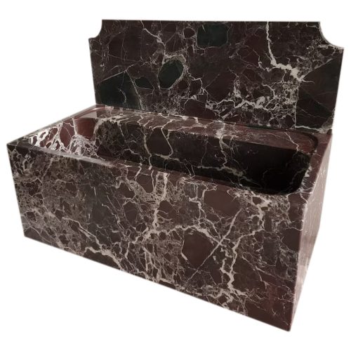 rosso levanto marble sink wall mount W16 L30 H12 polished angle view4