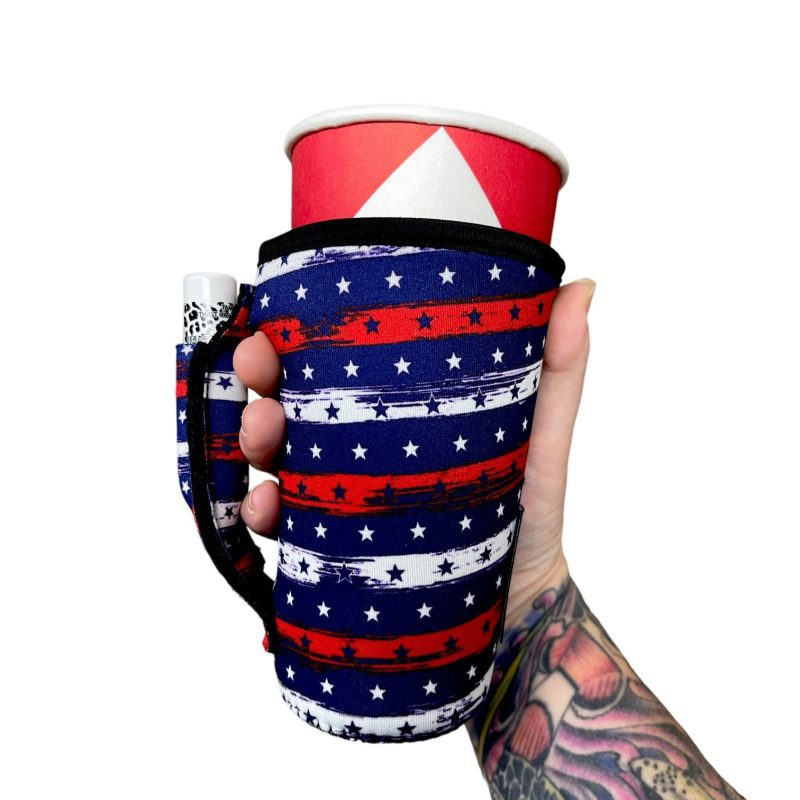 stars stripes 16oz pint glass medium fountain drinks and hot coffee handlersdrink handlers 335308