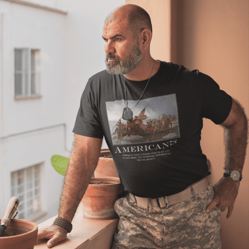 t shirt mockup featuring a soldier in army gear a20624