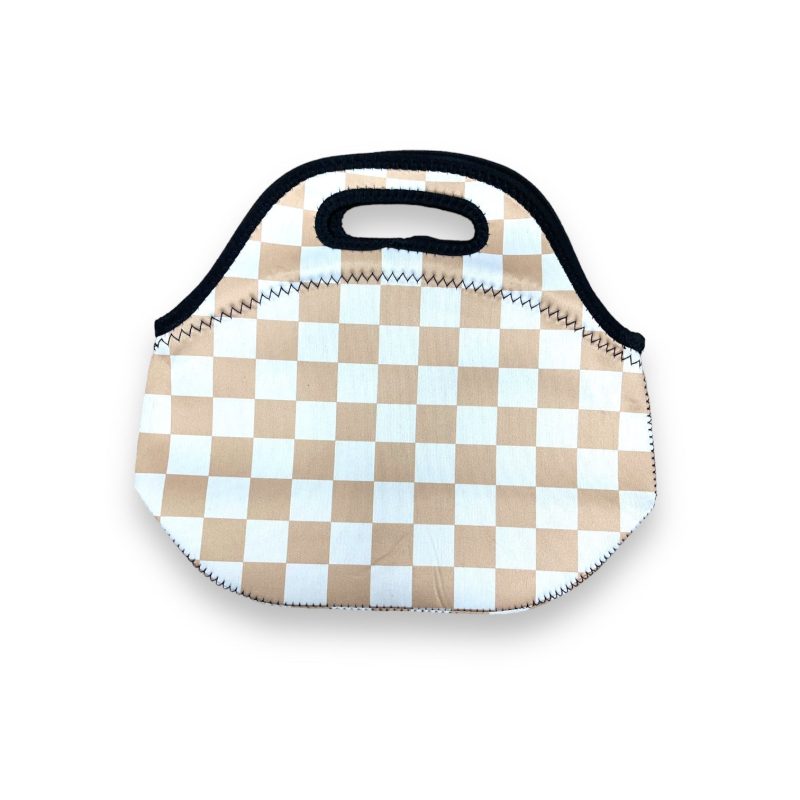 tan checkerboard lunch bag totedrink handlers 558524