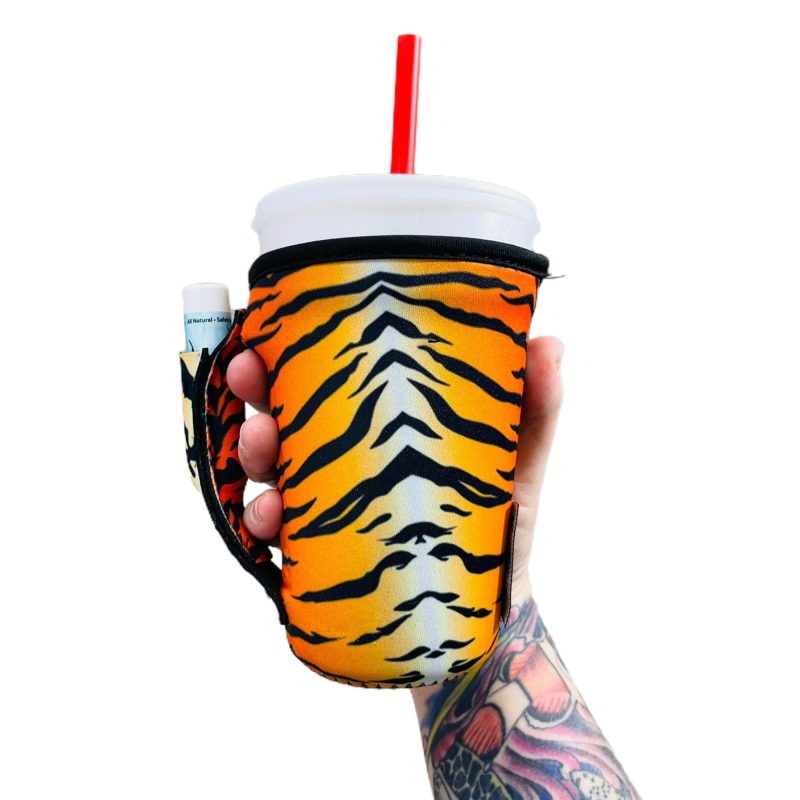 tiger stripes 16oz pint glass medium fountain drinks and tumbler handlersdrink handlers 732306