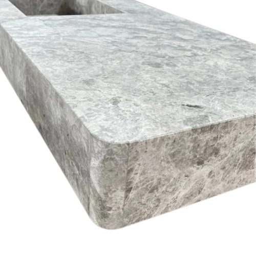 tundra gray marble wall mount sink countertop W20xL48xH5 honed profile view2