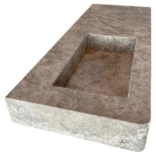 tundra gray marble wall mount sink countertop W20xL48xH5 honed side view