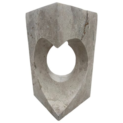 walnut travertine designer pedestal W18xL18xH33 honed filled heart shape in middle angle view2