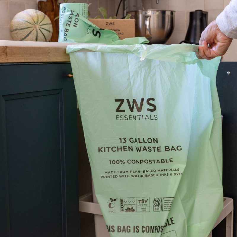 zws essentials 13 gallon compostable trash bags 48 pack 34429941186671