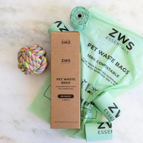 zws essentials compostable pet waste bags 60 pack or 96 pack plastic free 34430001610863