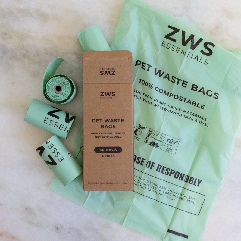 zws essentials compostable pet waste bags 60 pack or 96 pack plastic free 34430001643631