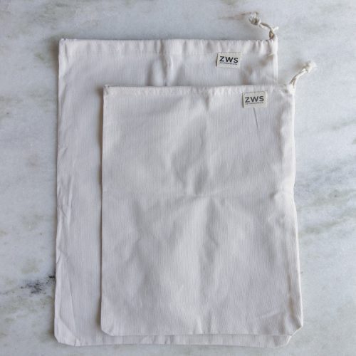 zws essentials set of 2 m l organic cotton muslin produce bag multiple sizes zero waste muslin bag 31899340963951